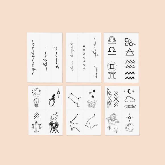 💜 Inked by Dani Temporary Tattoos - Zodiac Pack: Gemini + Libra + Aquarius NWT - Picture 9 of 9